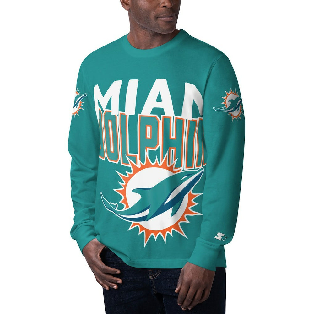 Starter Clutch Hit Long Sleeve T-Shirt - Miami Dolphins T-shirts