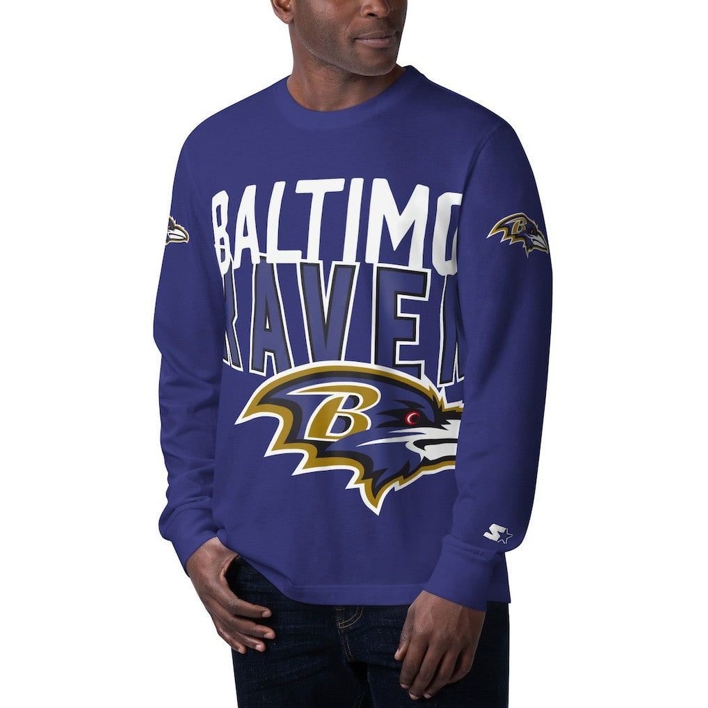 Starter Clutch Hit Long Sleeve T-Shirt - Baltimore Ravens T-shirts