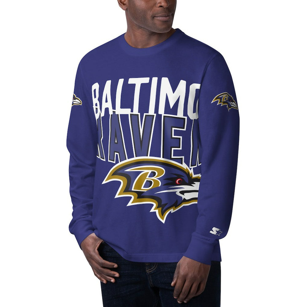 Starter Clutch Hit Long Sleeve T-Shirt - Baltimore Ravens T-shirts