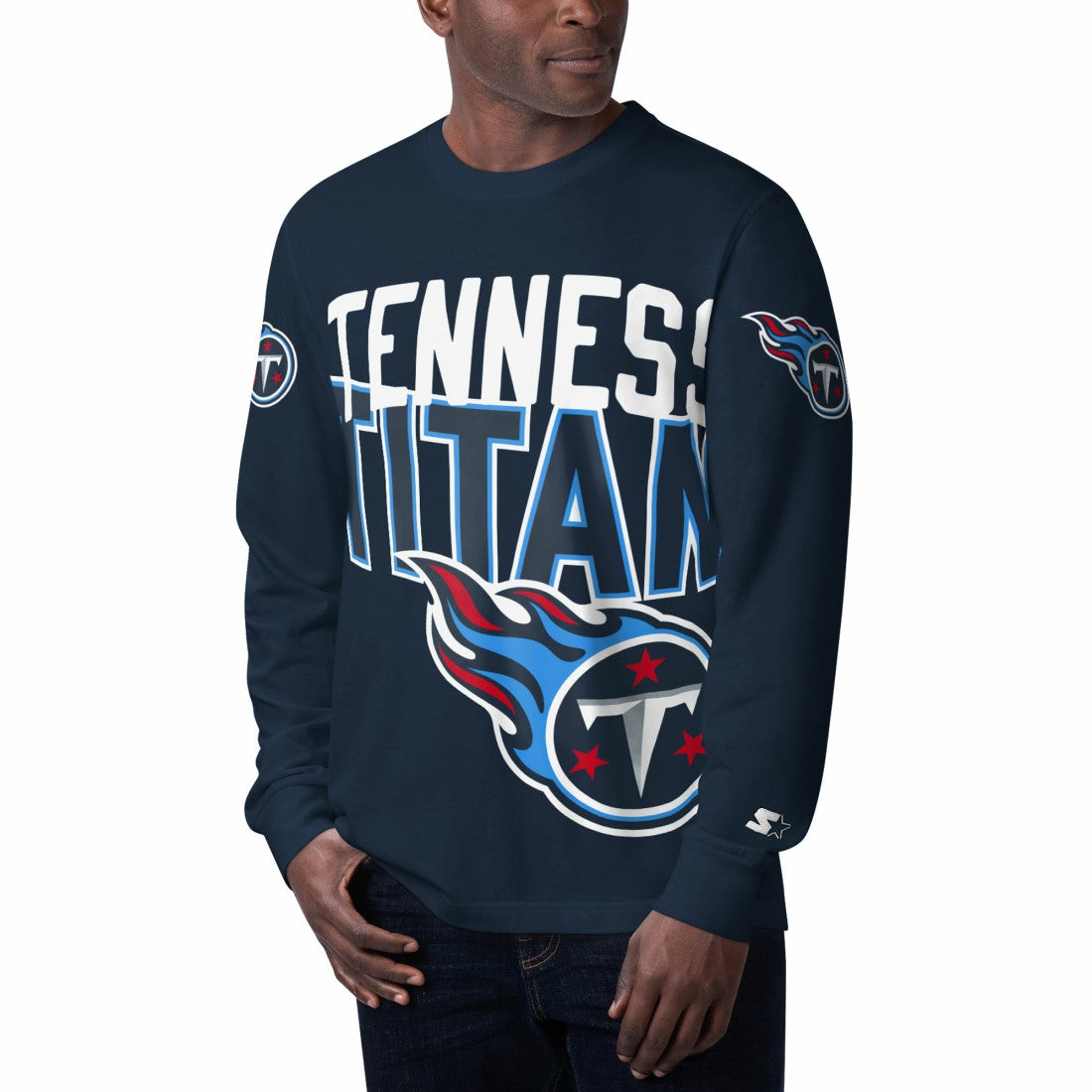 Starter Clutch Hit Long Sleeve T-Shirt - Tennessee Titans T-shirts