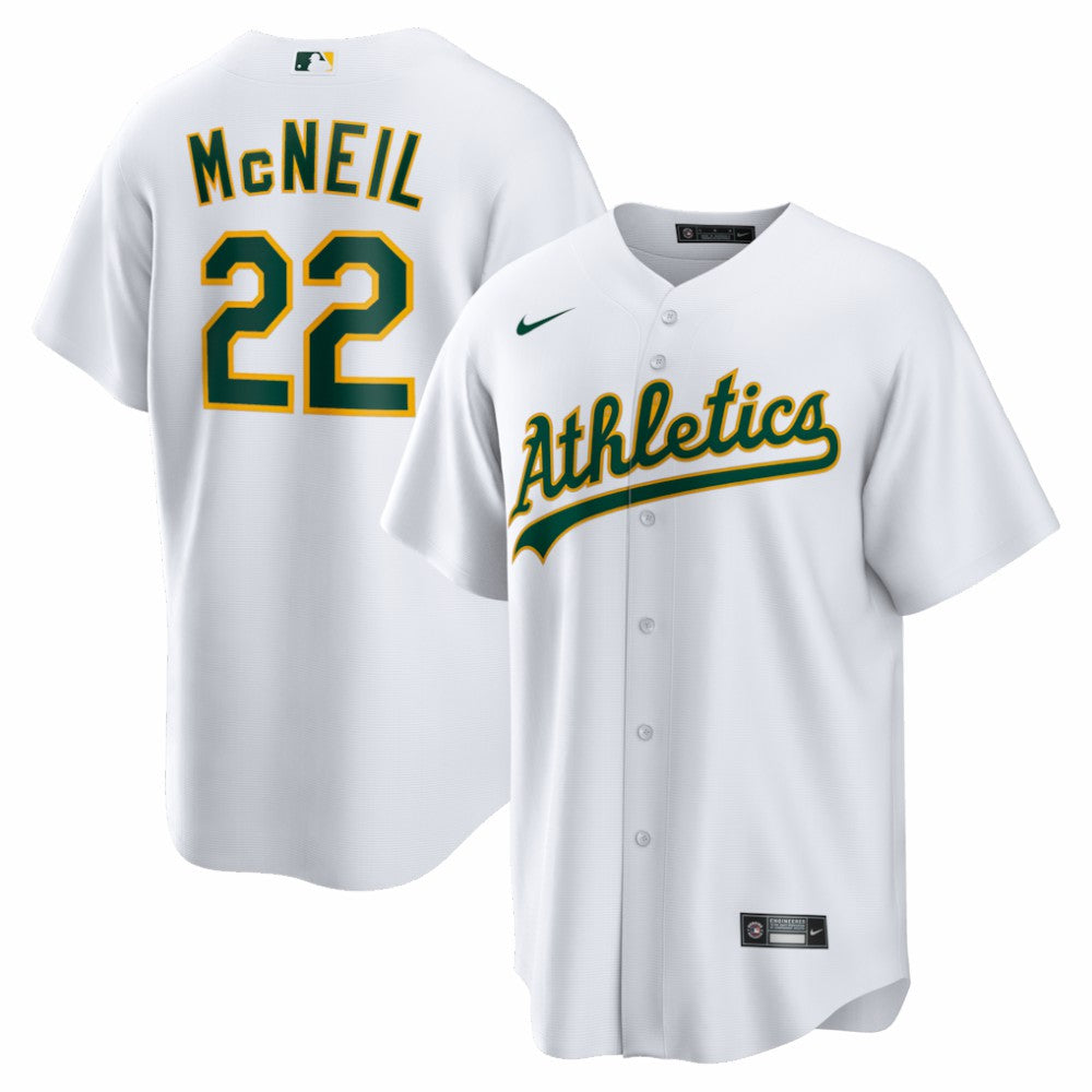 White Jeff McNeil Athletics Nike Home Replica Jersey