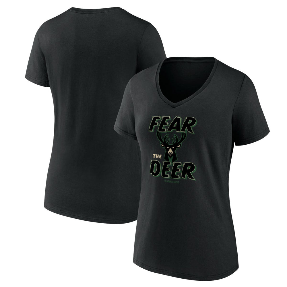Milwaukee Bucks Women's Hometown Collection Fear The Deer V-Neck T-Shirt