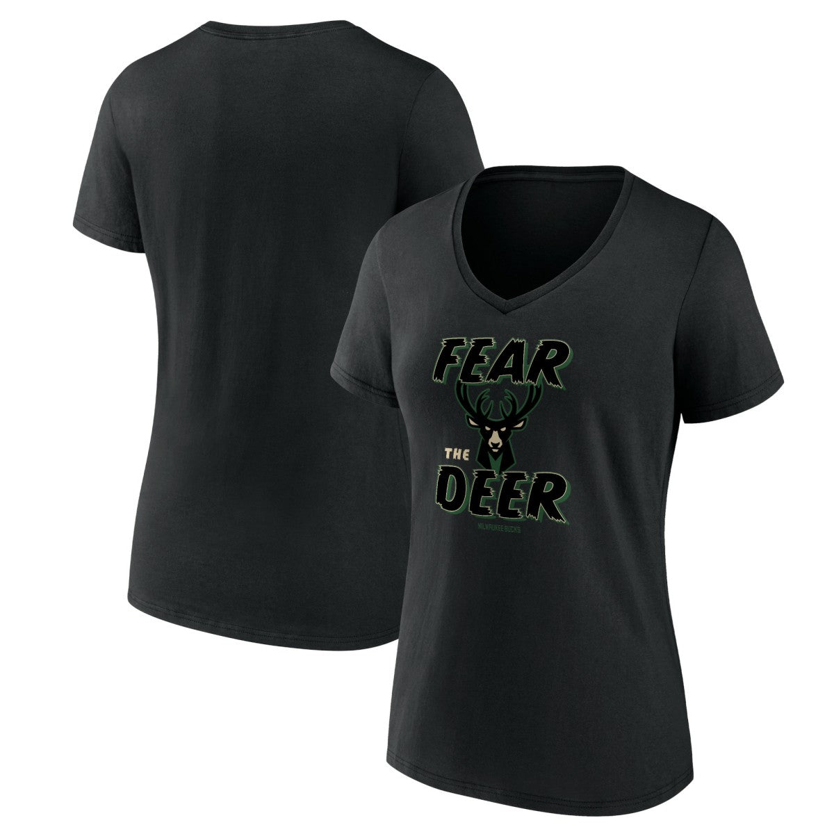 Milwaukee Bucks Women's Hometown Collection Fear The Deer V-Neck T-Shirt