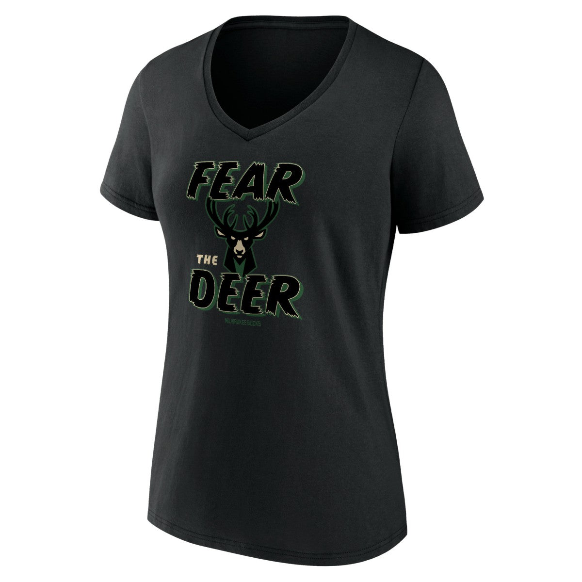 Milwaukee Bucks Women's Hometown Collection Fear The Deer V-Neck T-Shirt
