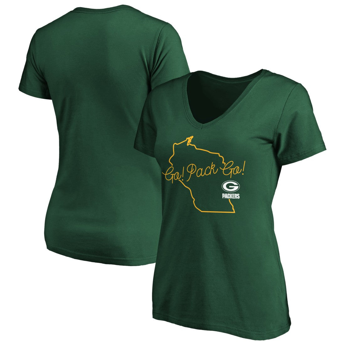 Women's Script V-Neck T-Shirt - Green Bay Packers T-shirts