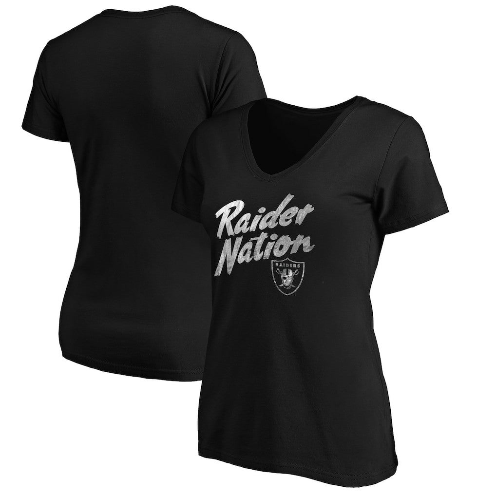 Women's Hometown Collection Raider Nation V-Neck T-Shirt - Las Vegas Raiders T-shirts