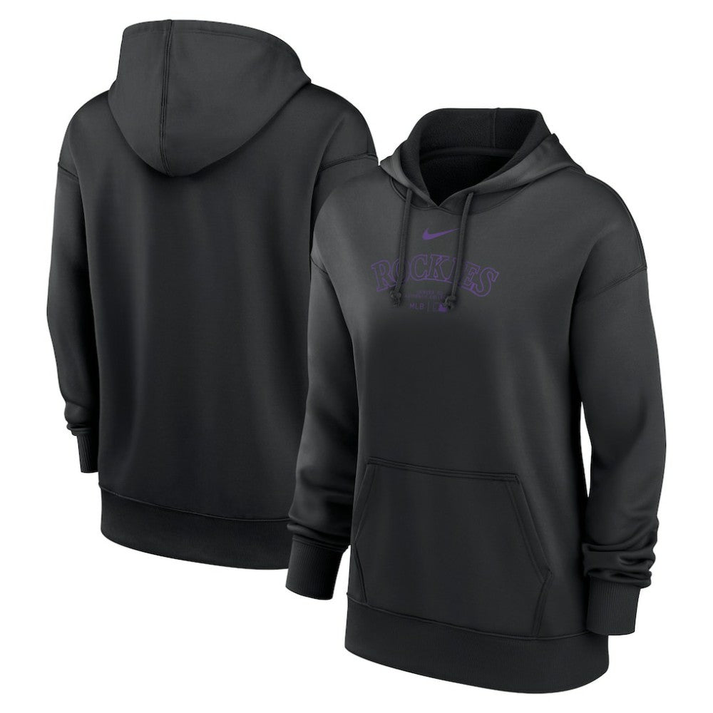 Black Colorado Rockies Nike Women's Authentic Collection Performance Pullover Hoodie