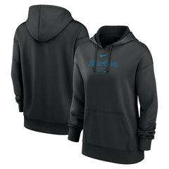 Black Miami Marlins Nike Women's Authentic Collection Performance Pullover Hoodie