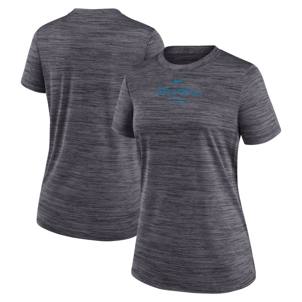 Black Miami Marlins Nike Women's Authentic Collection Velocity Performance T-Shirt
