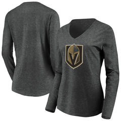 NHL Vegas Golden Knights Women's Primary Logo V-Neck Long Sleeve T-Shirt