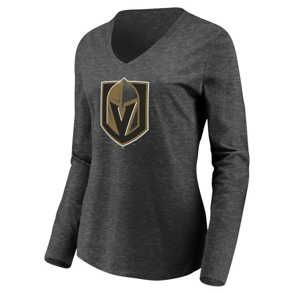NHL Vegas Golden Knights Women's Primary Logo V-Neck Long Sleeve T-Shirt