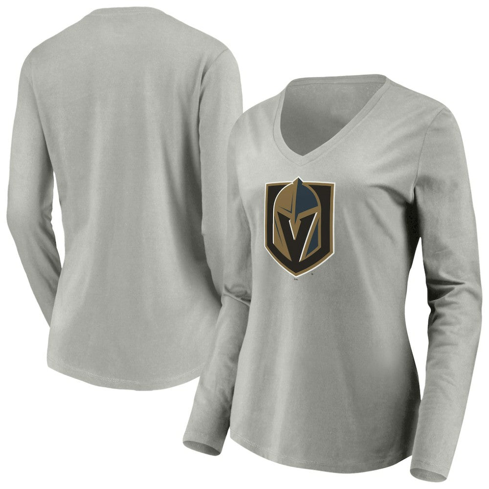 NHL Vegas Golden Knights Women's Primary Logo V-Neck Long Sleeve T-Shirt