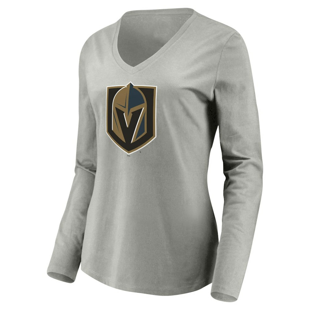 NHL Vegas Golden Knights Women's Primary Logo V-Neck Long Sleeve T-Shirt