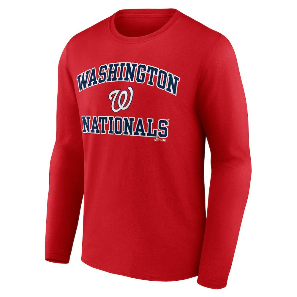 Red Washington Nationals Logo Athletic Heart & Soul Long Sleeve T-Shirt