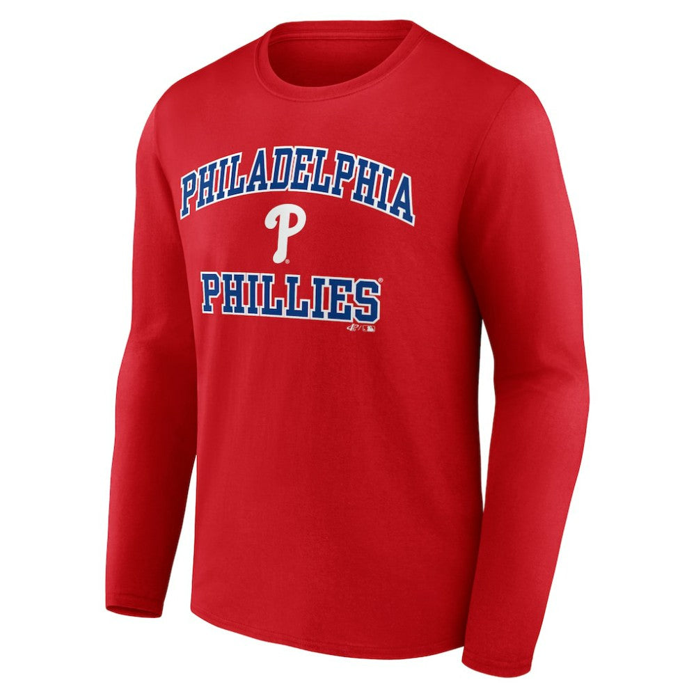 Red Philadelphia Phillies Logo Athletic Heart & Soul Long Sleeve T-Shirt