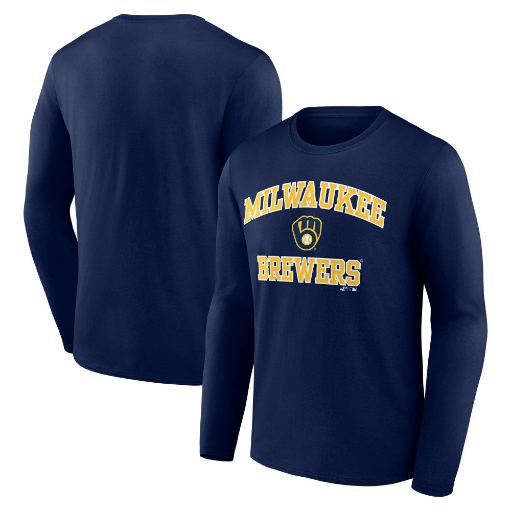 Navy Milwaukee Brewers Logo Athletic Heart & Soul Long Sleeve T-Shirt