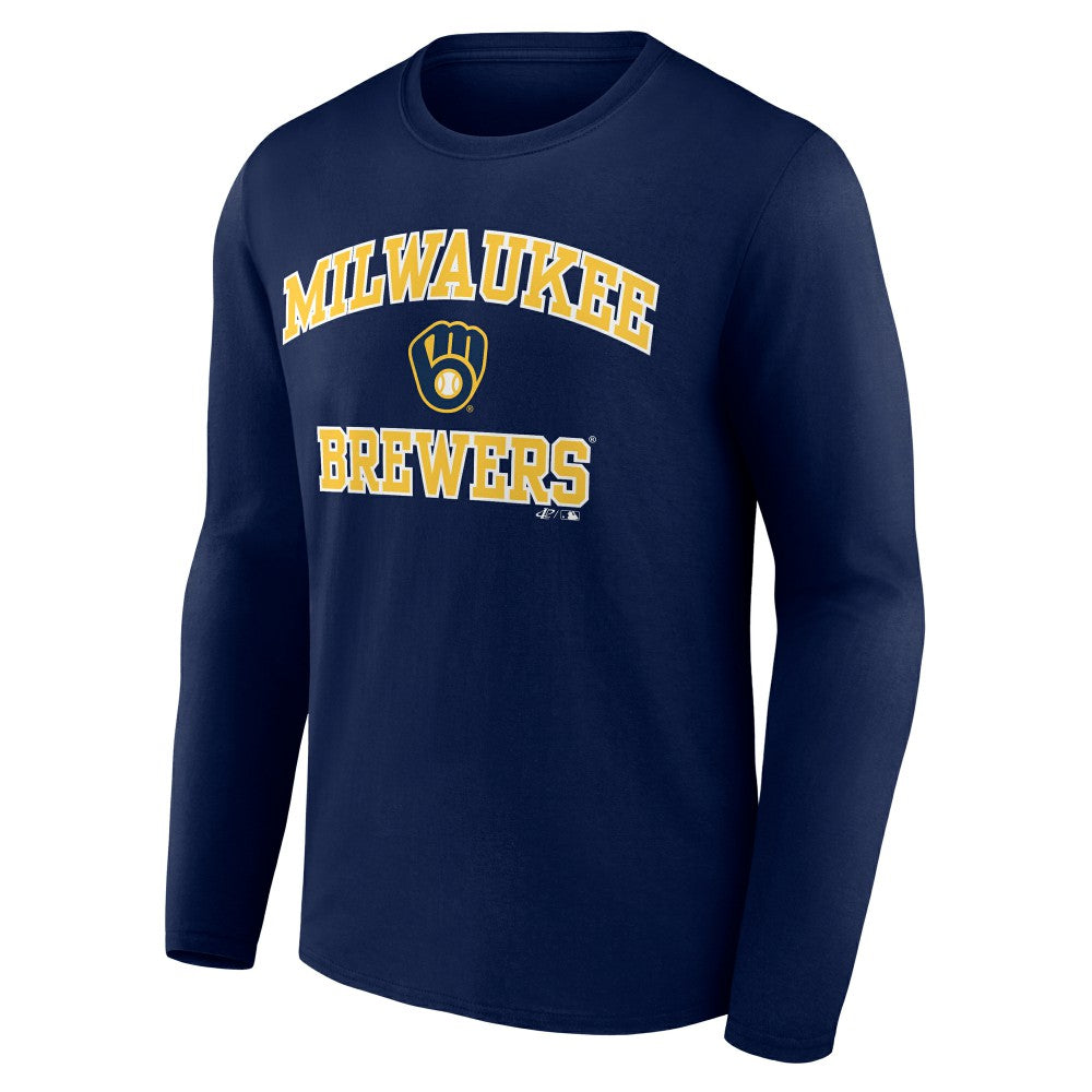 Navy Milwaukee Brewers Logo Athletic Heart & Soul Long Sleeve T-Shirt