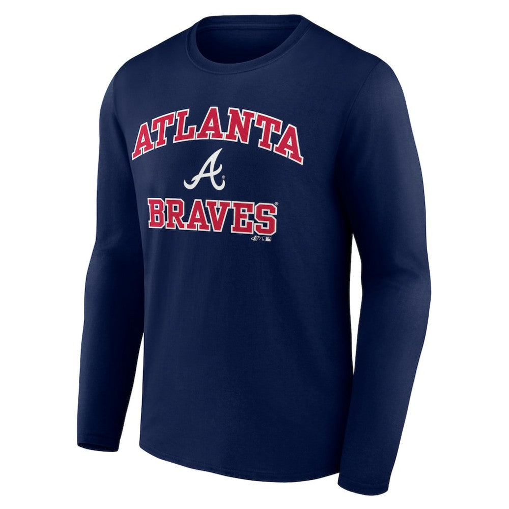 Navy Atlanta Braves Logo Athletic Heart & Soul Long Sleeve T-Shirt