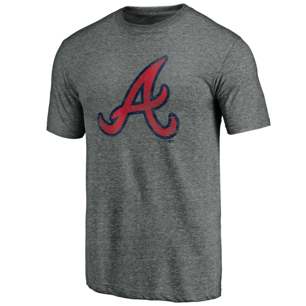 Heather Gray Atlanta Braves Official Logo Tri-Blend T-Shirt