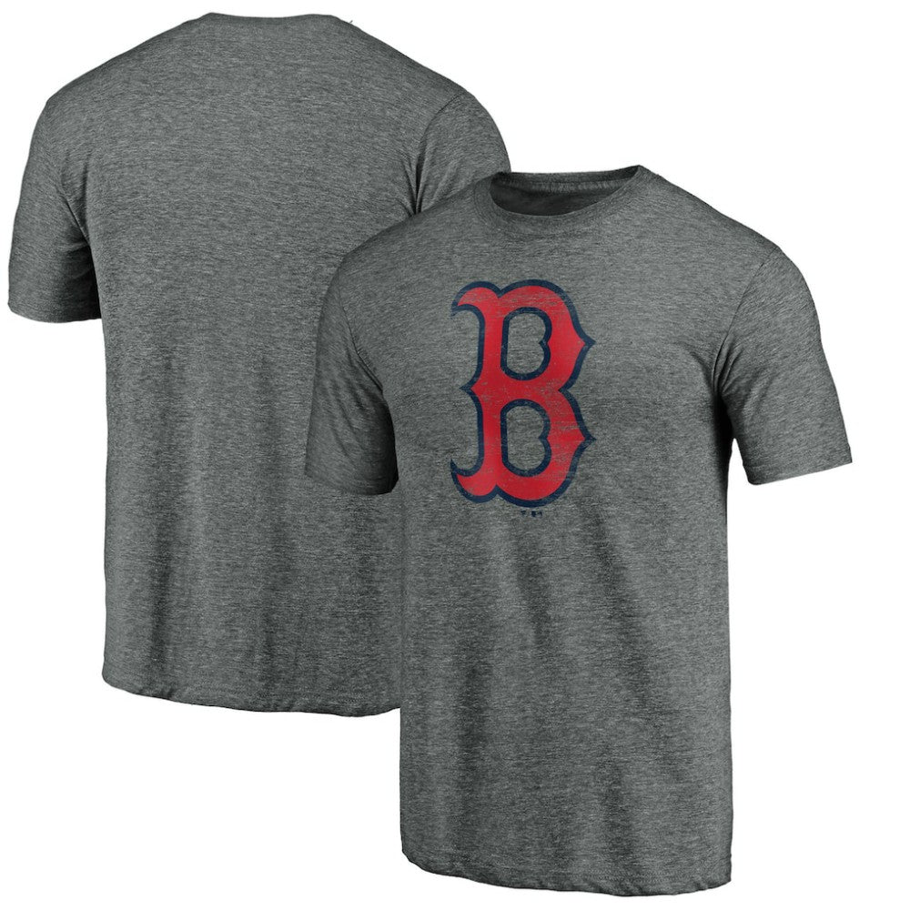 Heather Gray Boston Red Sox Official Logo Tri-Blend T-Shirt
