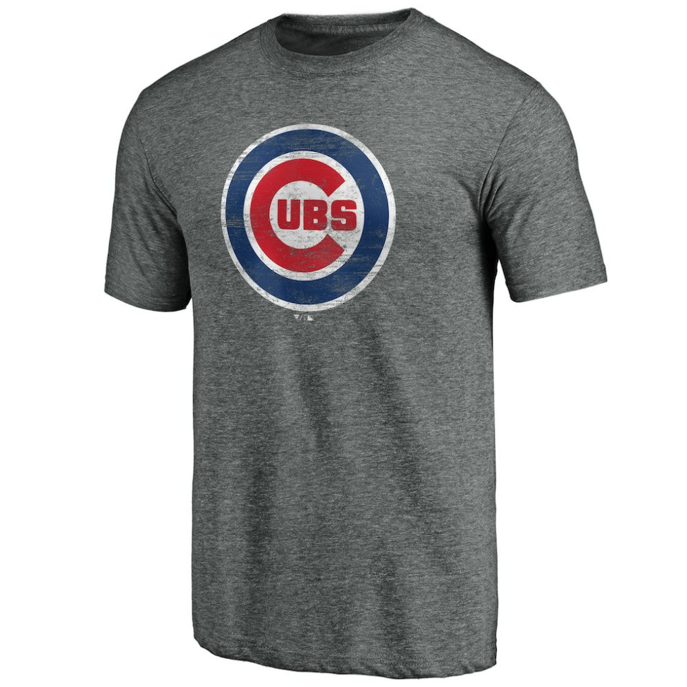Heather Gray Chicago Cubs Official Logo Tri-Blend T-Shirt