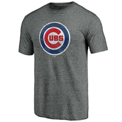 Heather Gray Chicago Cubs Official Logo Tri-Blend T-Shirt