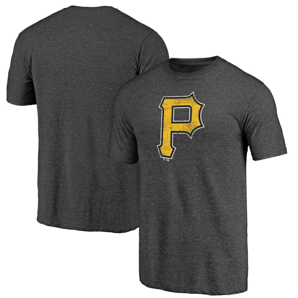 Heather Charcoal Pittsburgh Pirates Official Logo Tri-Blend T-Shirt