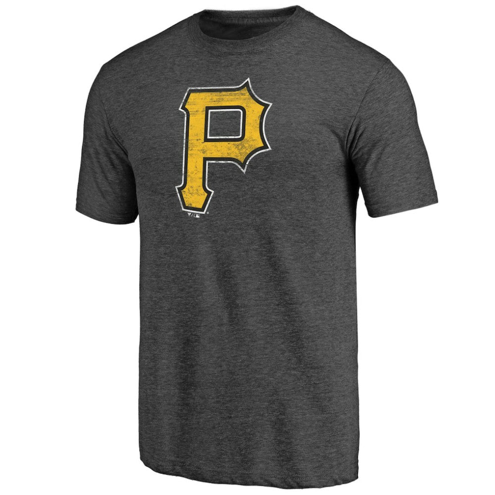 Heather Charcoal Pittsburgh Pirates Official Logo Tri-Blend T-Shirt