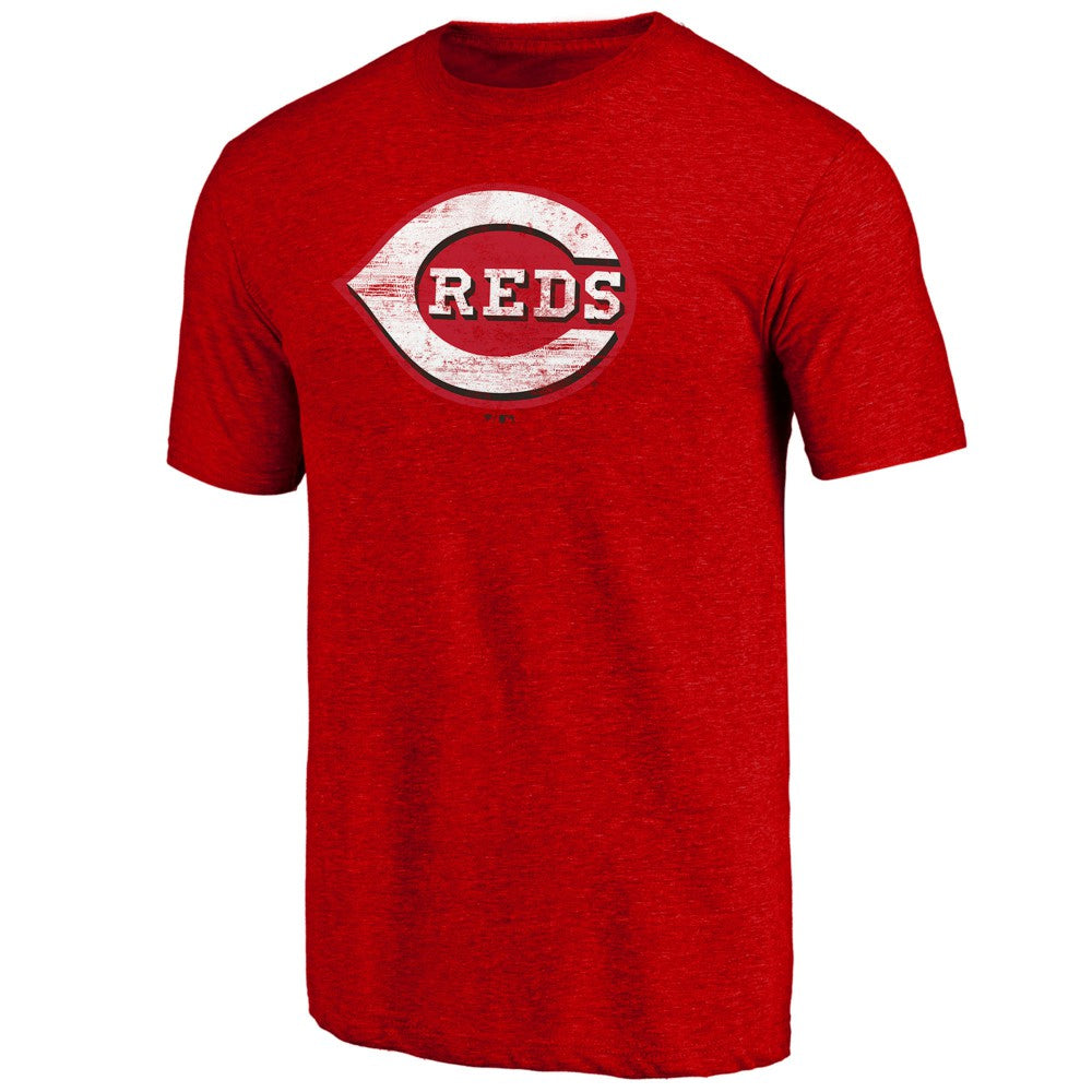 Heather Red Cincinnati Reds Official Logo Tri-Blend T-Shirt
