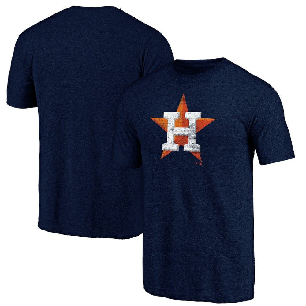 Heather Navy Houston Astros Official Logo Tri-Blend T-Shirt