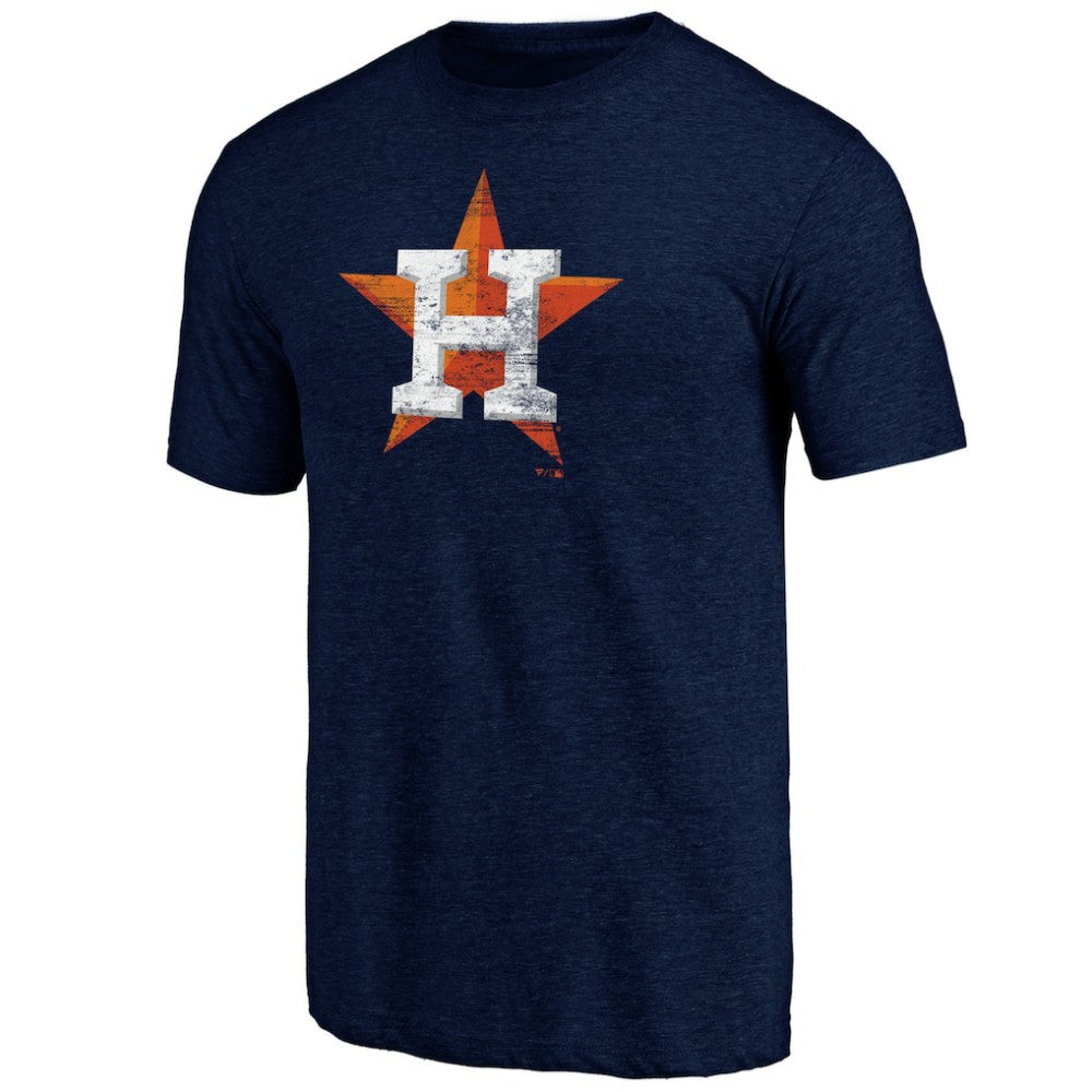 Heather Navy Houston Astros Official Logo Tri-Blend T-Shirt
