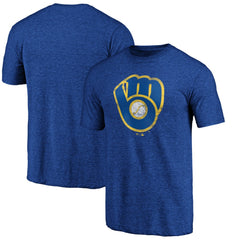 Heather Royal Milwaukee Brewers Official Logo Tri-Blend T-Shirt