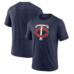 Heather Navy Minnesota Twins Official Logo Tri-Blend T-Shirt