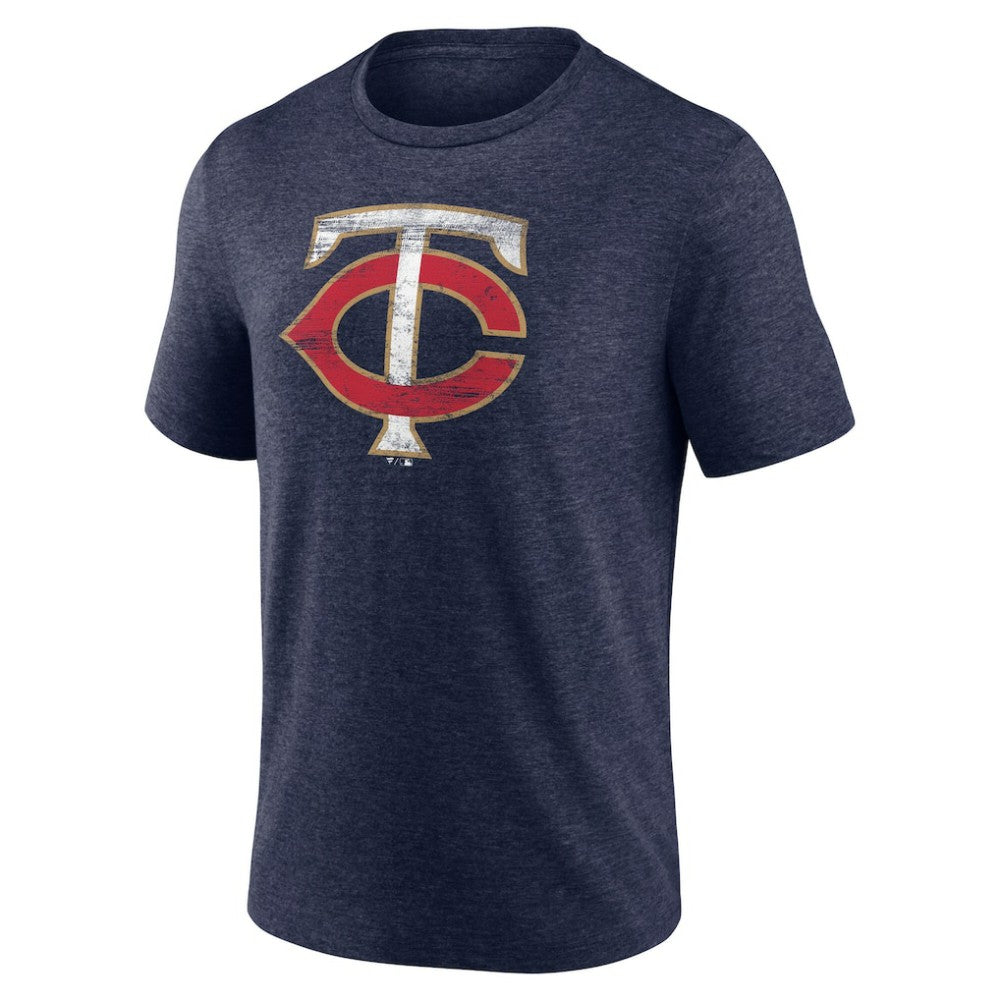 Heather Navy Minnesota Twins Official Logo Tri-Blend T-Shirt