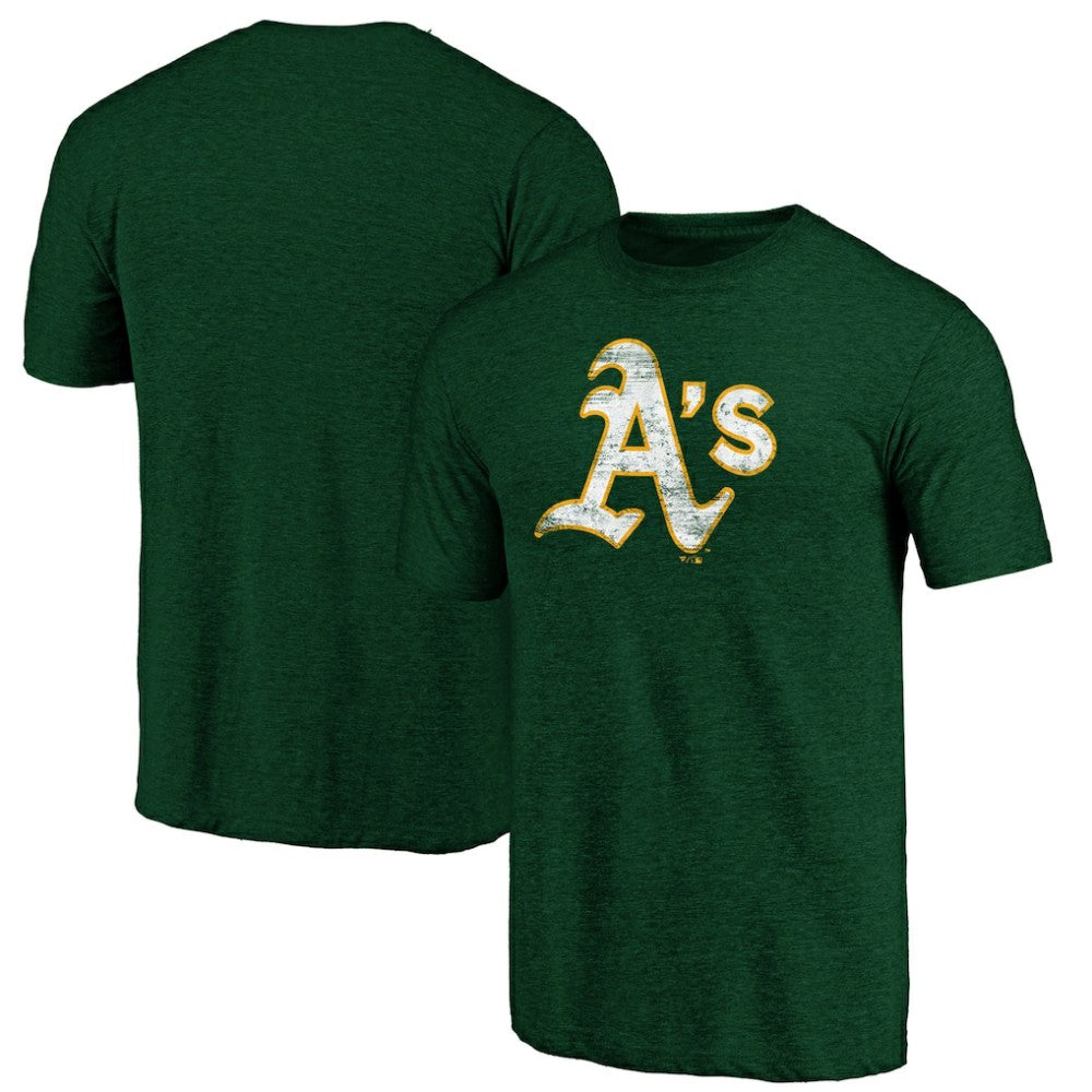 Heather Green Athletics Official Logo Tri-Blend T-Shirt