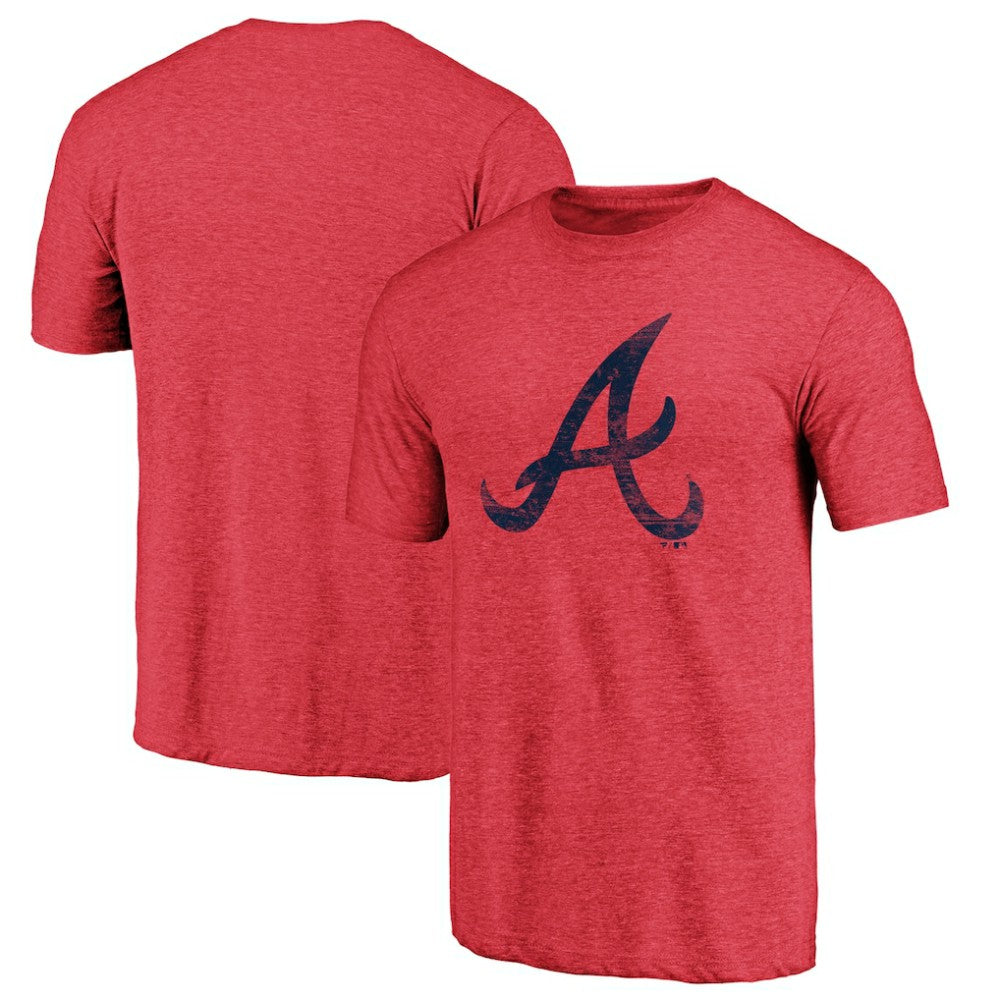 Heather Red Atlanta Braves Official Logo Tri-Blend T-Shirt