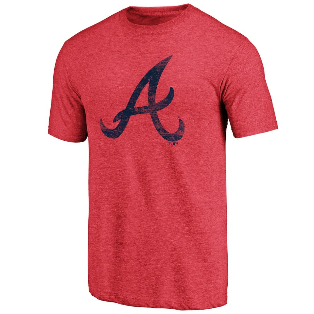 Heather Red Atlanta Braves Official Logo Tri-Blend T-Shirt
