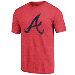 Heather Red Atlanta Braves Official Logo Tri-Blend T-Shirt