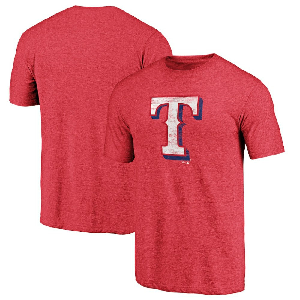 Heather Red Texas Rangers Official Logo Tri-Blend T-Shirt
