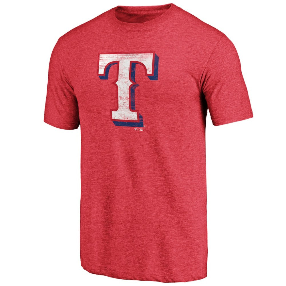 Heather Red Texas Rangers Official Logo Tri-Blend T-Shirt