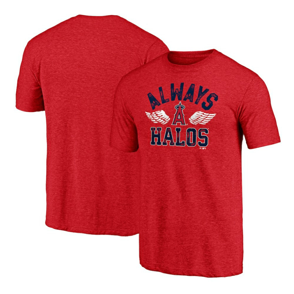 Heather Red Los Angeles Angels Hometown Collection Always Halos Tri-Blend T-Shirt