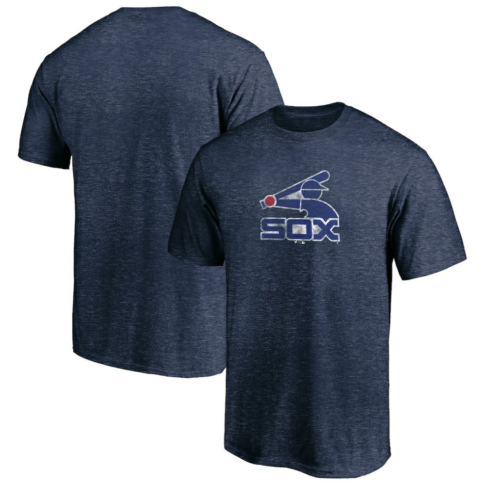 Navy Chicago White Sox Cooperstown Collection Throwback Logo Tri-Blend T-Shirt