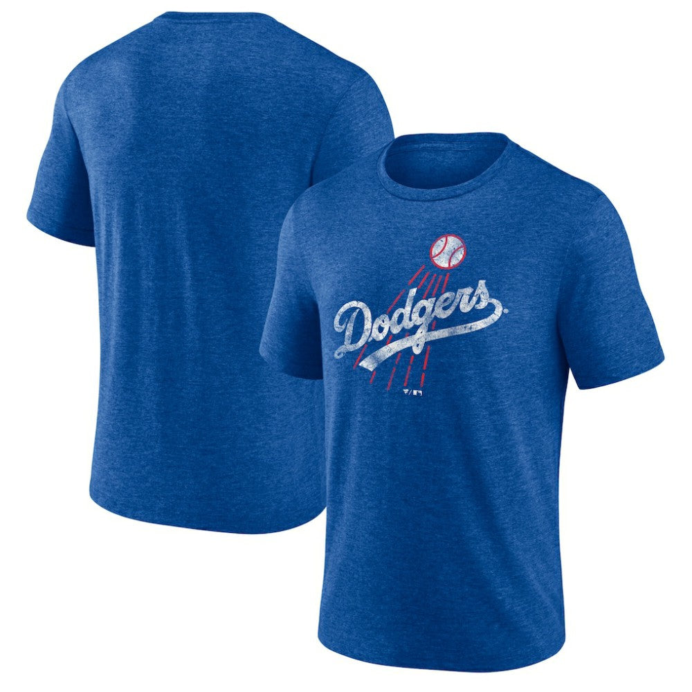 Heather Royal Los Angeles Dodgers Cooperstown Collection Throwback Logo Tri-Blend T-Shirt