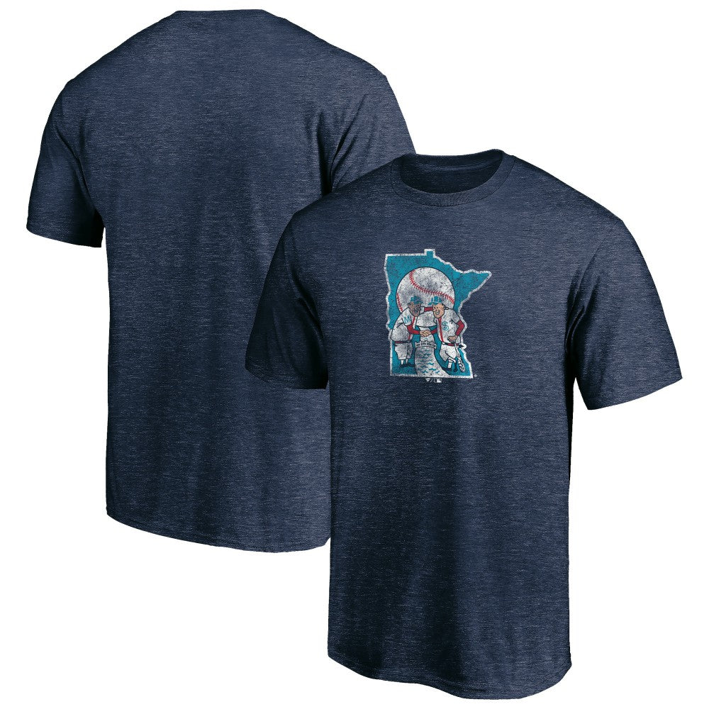 Heather Navy Minnesota Twins Cooperstown Collection Throwback Logo Tri-Blend T-Shirt
