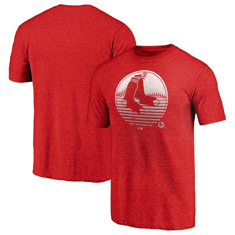 Heather Red Boston Red Sox Cooperstown Collection Logo Tri-Blend T-Shirt