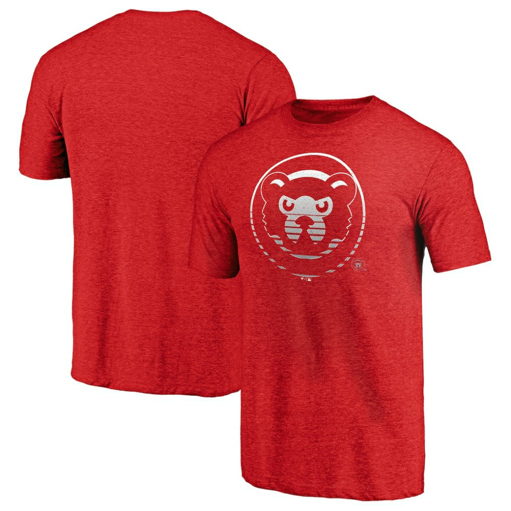Heather Red Chicago Cubs Cooperstown Collection Logo Tri-Blend T-Shirt