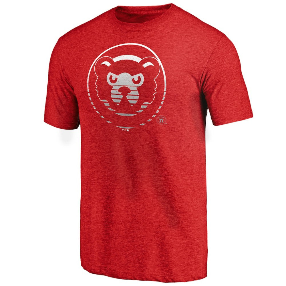 Heather Red Chicago Cubs Cooperstown Collection Logo Tri-Blend T-Shirt