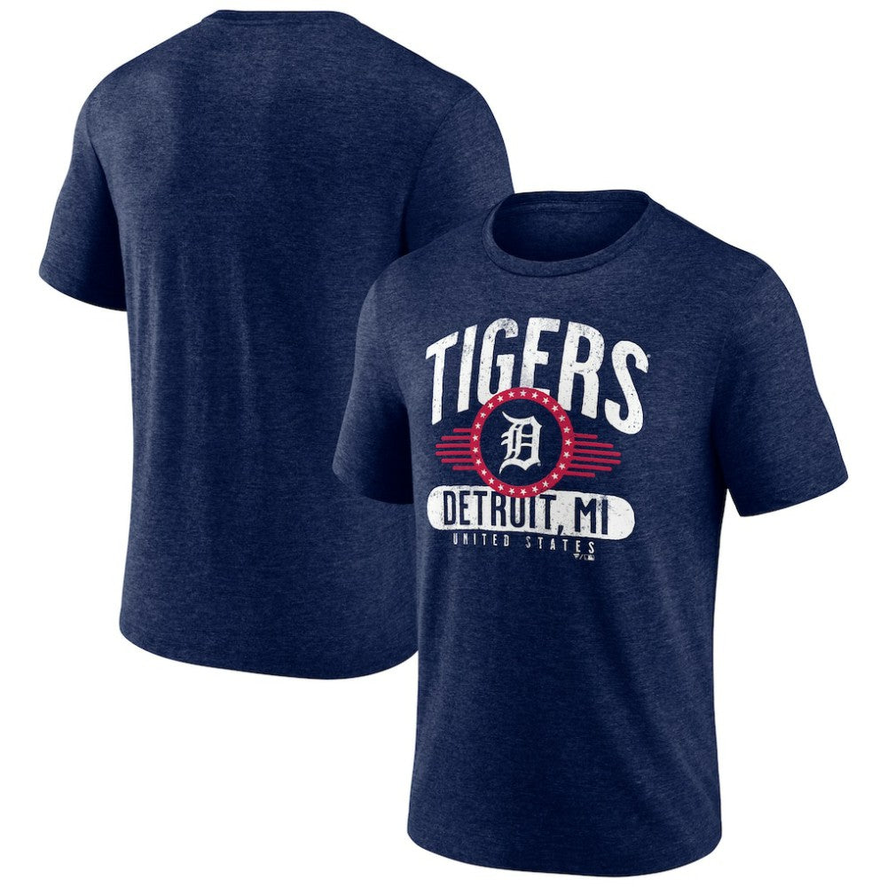Heather Navy Detroit Tigers Badge of Honor Tri-Blend T-Shirt