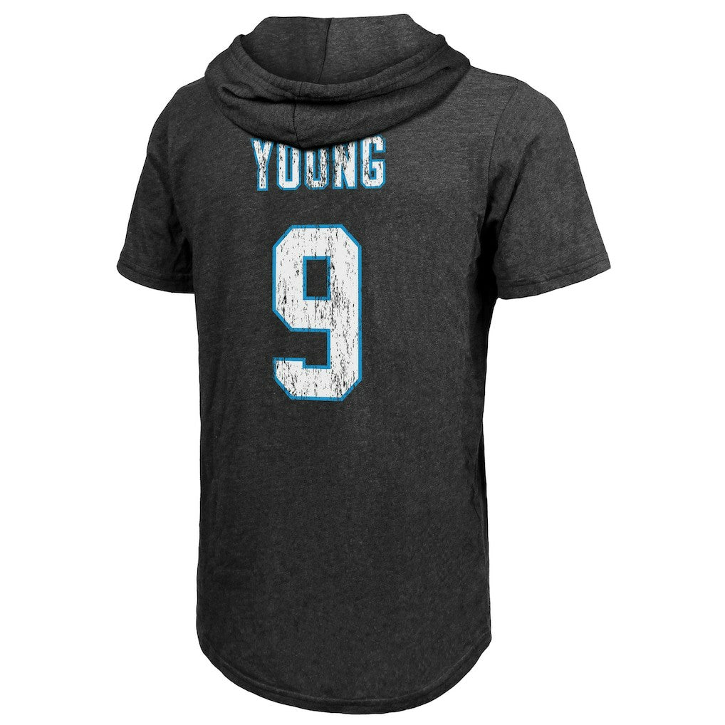 Bryce Young  Majestic Threads Player Name & Number Tri-Blend Slim Fit Hoodie T-Shirt - Carolina Panthers Hoodies