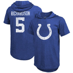 Anthony Richardson  Majestic Threads Player Name & Number Tri-Blend Slim Fit Hoodie T-Shirt - Indianapolis Colts Hoodies